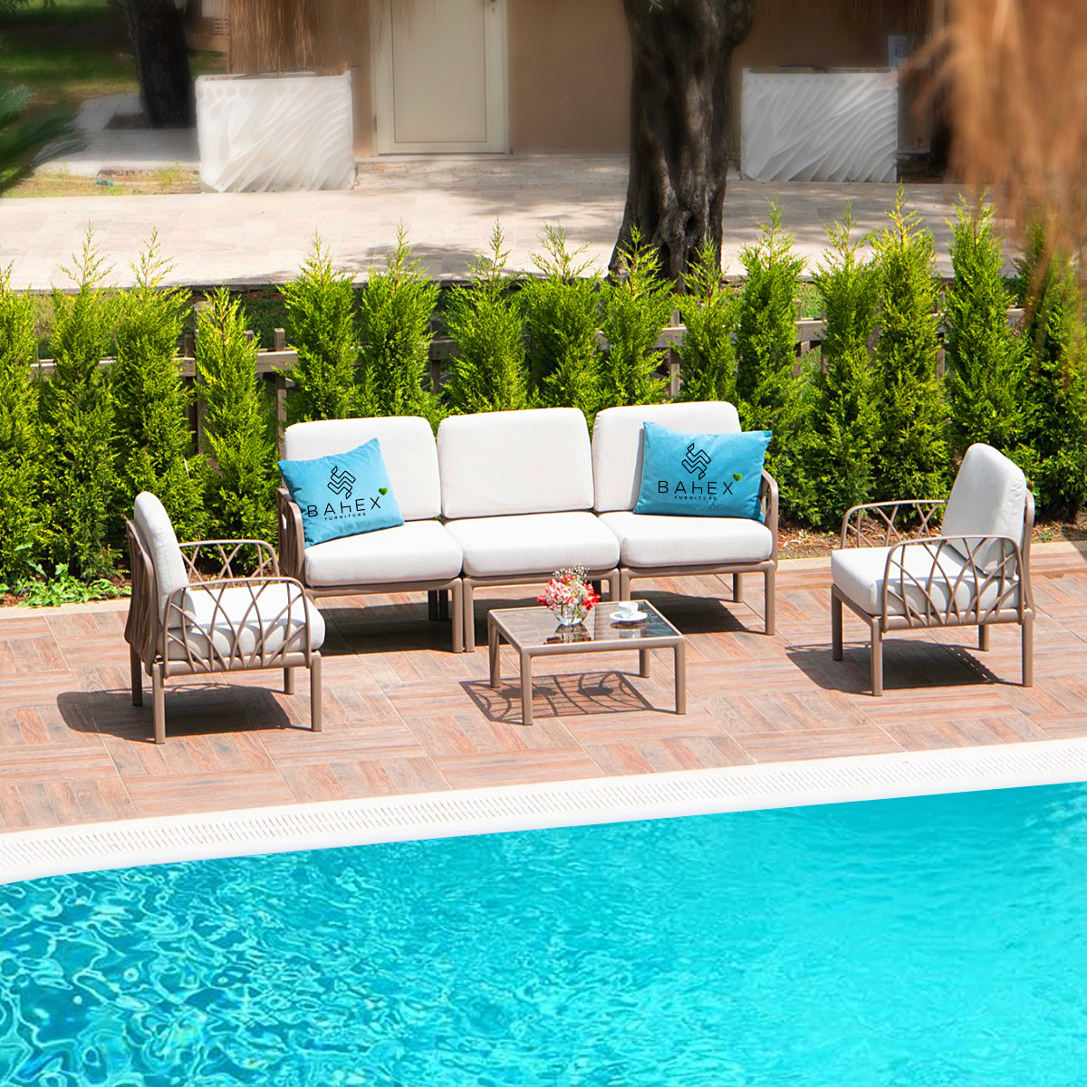 Bahex Garda Modüler Sofa Bahçe Oturma Grubu 3'lü Set Luxury Outdoor