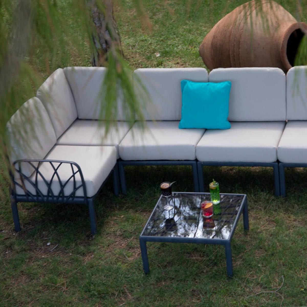 Bahex Garda Köşe Modüler Sofa Bahçe Balkon Oturma Grubu L Set Luxury Outdoor
