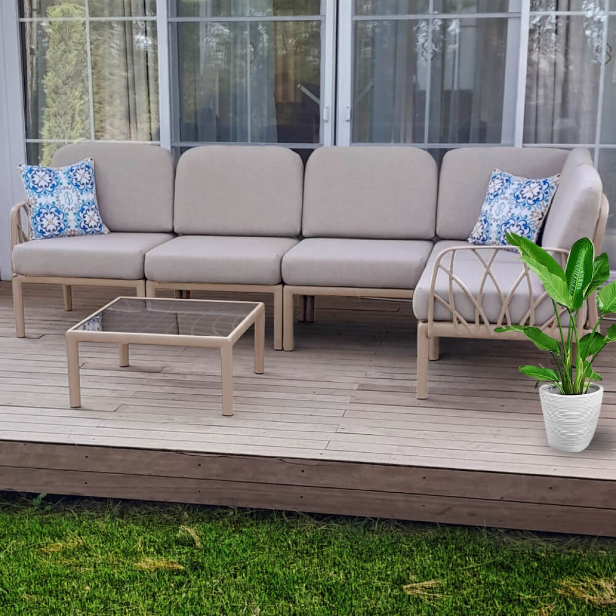 Bahex Garda Köşe Modüler Sofa Bahçe Balkon Oturma Grubu L Set Luxury Outdoor