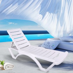 Efes 4 Adet Şezlong Seti Kolsuz Havuz Plaj Şezlong - EFES 705001 Beyaz - Bahex